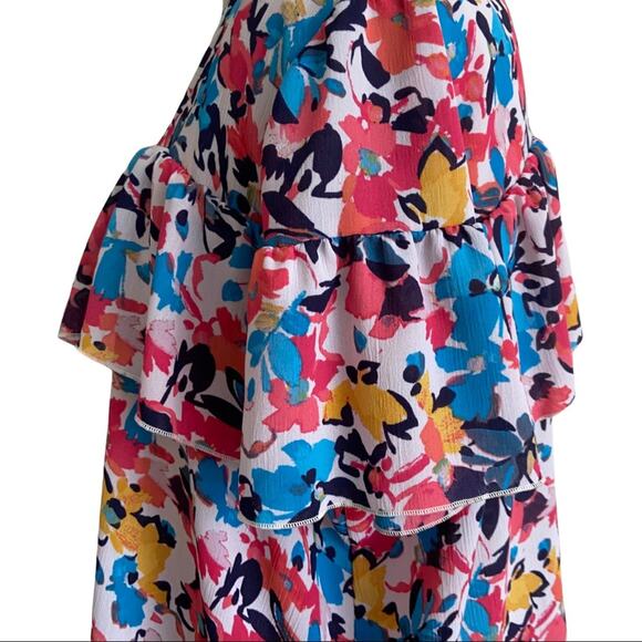 Juicy Couture Floral Print Flounce Short Sleeve Blouse Women's Size XXL - Picture 4 of 11